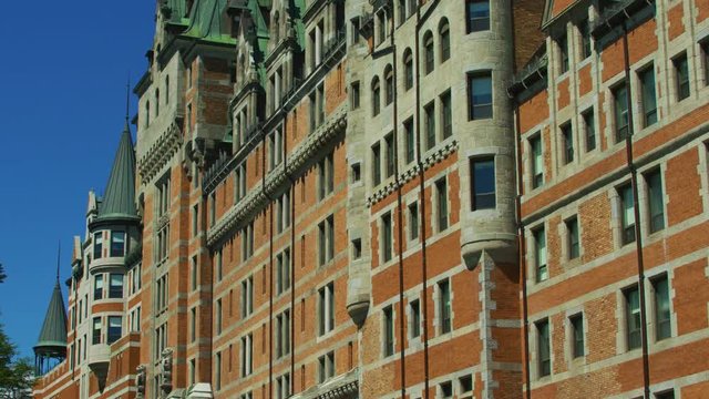 Tilt up view of Chateau Frontenac's facade