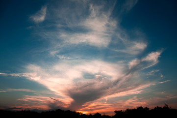 Sky at sunset with beautiful clouds