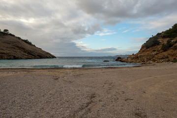 Cove in San Antonio de Ibiza a cloudy day