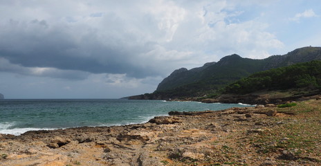 View over Port de Pollenca Bay Mallorca Spain