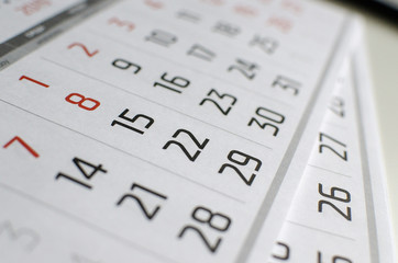 Calendar grid is on the table