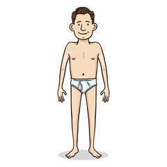 Vector Cartoon Color Character - Young Man in White Underpants