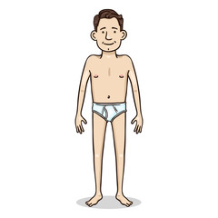 Fototapeta premium Vector Cartoon Color Character - Young Man in White Underpants