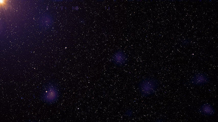 Dark interstellar space. 2d illustration. Stars in a deep space. Blue cold nebula. Dark night sky