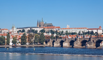 Fototapeta na wymiar Prague Hradcany and Charles Bridge