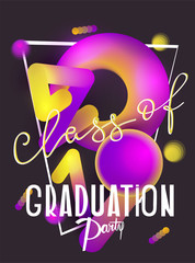 Fototapeta premium Graduation party 2019 with volume abstract numbers. Vector illustration