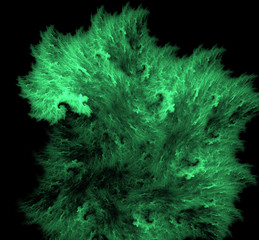 Fototapeta na wymiar Abstract ufo green fractal background. Fantasy fractal texture. Digital art. 3D rendering. Computer generated image.