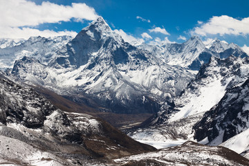 Mountains Ama Dablam. Trek to Everest base camp. Himalayas. Nepal