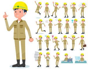 flat type helmet worker men_emotion