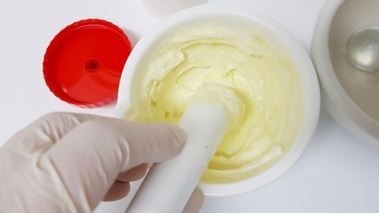 Ointment compounding with mortar