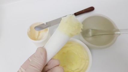 Ointment compounding with mortar