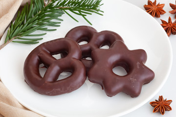 Homemade gingerbread in chocolate