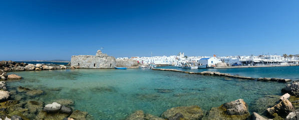 Old Venetian castle in Naoussa village on Paros island, Cyclades, Greece