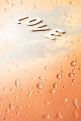 View through the window on rainy day with  