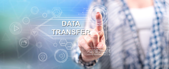 Woman touching a data transfer concept