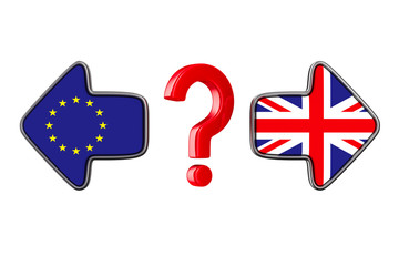 flag EU and  Great Britain on white background. Isolated 3D illustration