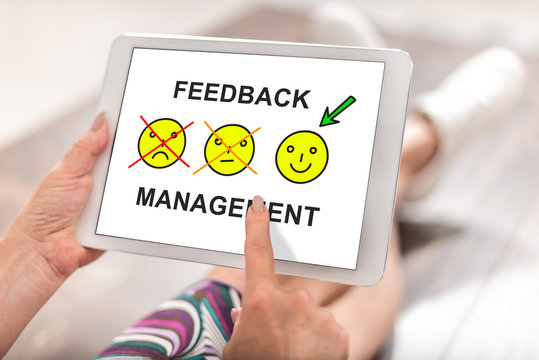 Feedback management concept on a tablet