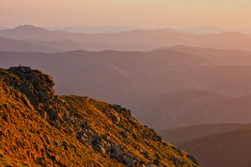 Mountain slopes in sunset light