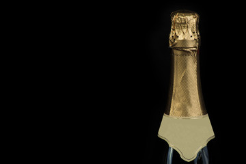 Champagne bottle with drops