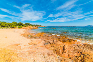 Red rocks in Romazzino beach in Costa Smeralda