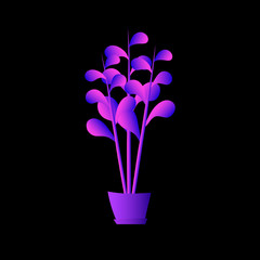 Flat plant. Indoor. Flower pots. Leaves. Foliage. Trendy vector collection. Potted plant. Garden. Jungle. Flat design. Gradient colors. Outdoor. Tropical.