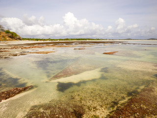 Pontal de Jaguaribe beach during low tide - Ilha de Itamaraca, Brazil