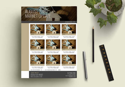 Bronze and Gray Market Update Flyer Layout