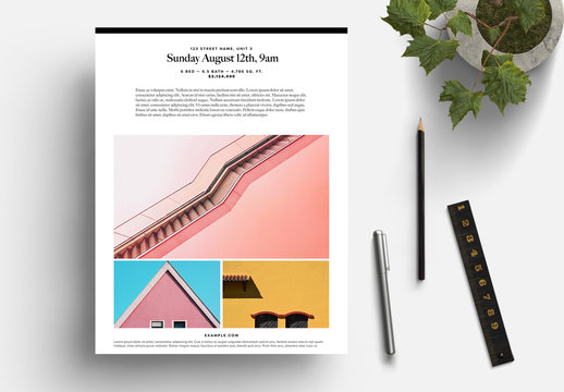 Black and White Open House Flyer Layout