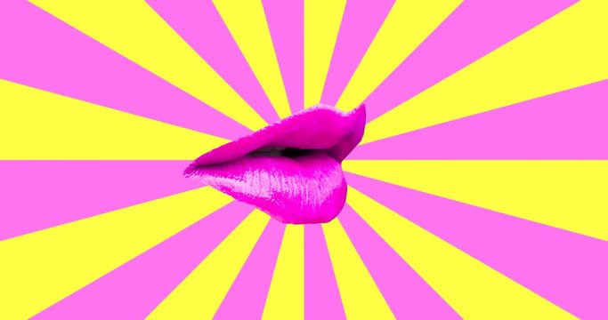 Minimal animation design. Lips kiss concept