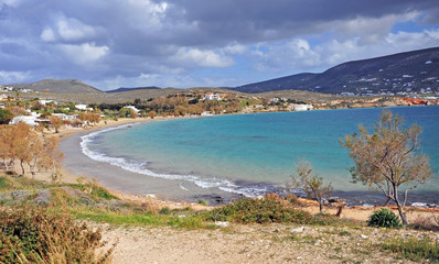 View of sand beach on Paros island