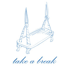 Take a break concept. Sketch vector illustration of swings isolated on white background