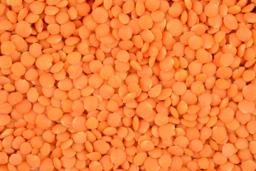 Lentejas naranjas crudas, macro textura