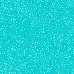 Turquoise wavy seamless pattern