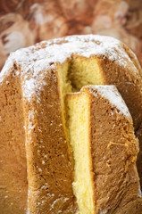 Pandoro - traditional italian Christmas cake with copy space