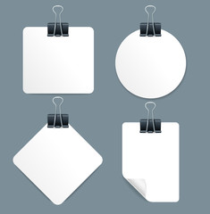 Realistic 3d Detailed Paper Sheets and Metal Pin Binder Set. Vector