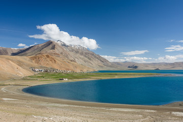 Karzok village and Tso Moriri Lake located in Rupshu valley in Ladakh, India