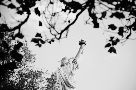 Behind the Statue of Liberty on Liberty Island