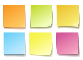 Colorful memo. Post reminder papers isolated vector, blank colourful posting notes for message pad