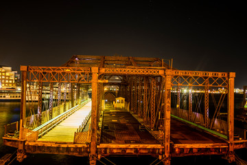 Moving bridge at night