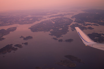 Obraz premium Flying above Bergen and fjords, at Norway.