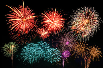 Fireworks of various colors