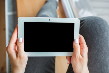 table pc in a hand for a girl