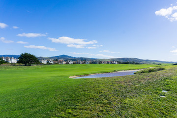 Fototapeta na wymiar Half Moon Bay golf course on a clear day, California