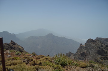 Views From The Summit Of The National Park Of The Caldera Of Taburiente With Formations Of Basalt Rocks. Travel, Nature, Holidays, Geology.11 July 2015. Isla De La Palma Canary Islands Spain.