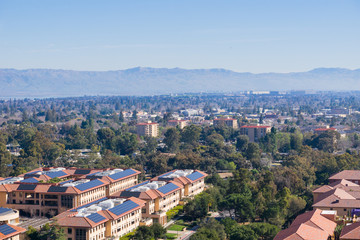 Fototapeta na wymiar View towards Palo Alto, Stanford and the towns of south San Francisco bay
