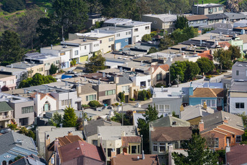 Aerial views of residential areas of San Francisco, California