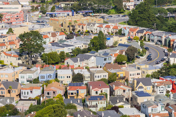 Aerial views of residential areas of San Francisco, California