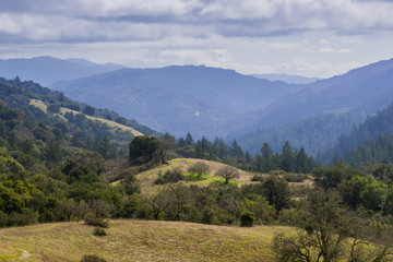 Fototapeta na wymiar Stevens Creek valley; Santa Cruz mountains in the background, San Francisco bay area, California