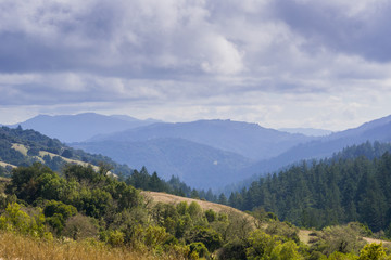 Stevens Creek valley; Santa Cruz mountains in the background, San Francisco bay area, California
