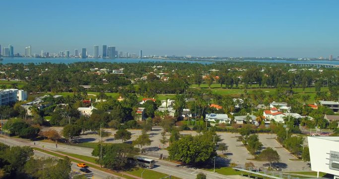 Aerial luxury Miami Beach mansions 4k 60p